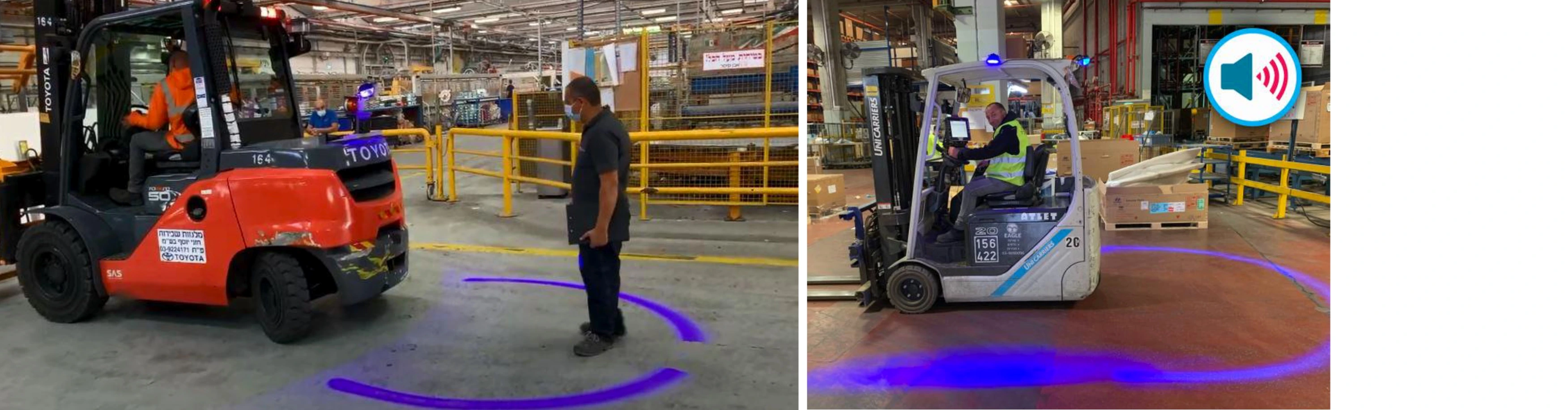 Bezpečnostní světlo BlueDetect – upozornění na pohyb vozíku vzadu.