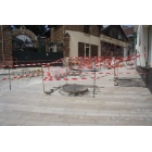 Absperrband, doppelseitig – OPP, rot-weiß, 80 mm×500 m