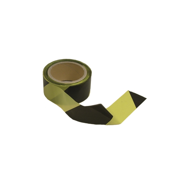 Absperrband, einseitig – HDPE, gelb-schwarz, 50 mm×100 m