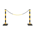 Absperrpfosten Economic mit eckigem Sockel, gelb-schwarz