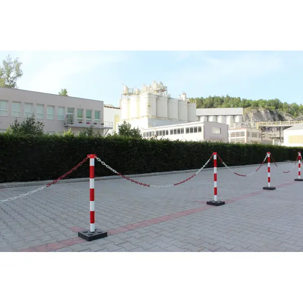 Absperrpfosten Economic mit eckigem Sockel, gelb-schwarz