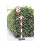 Absperrpfosten Economic mit eckigem Sockel, gelb-schwarz