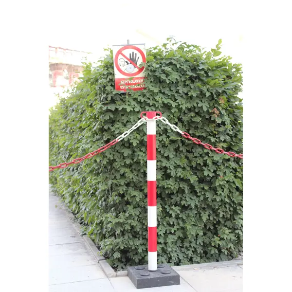 Absperrpfosten Economic mit eckigem Sockel, gelb-schwarz