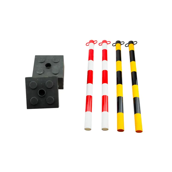 Absperrpfosten Economic mit eckigem Sockel, rot-weiß