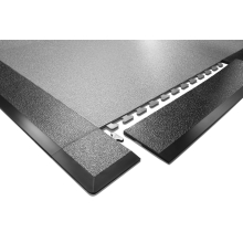 Anfahrleiste-Ecke StandardRecycled aus recyceltem PVC – 100×100×3-6mm, aufgeraute Oberfläche, grau