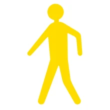 Antirutsch-Bodenpiktogramme WT-5811, Fußgänger – PU, gelb, 600×330 mm