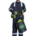 Arbeitsbeutel NLG mit 125 kg Tragfähigkeit – PVC, grün-schwarz, 400×320 mm