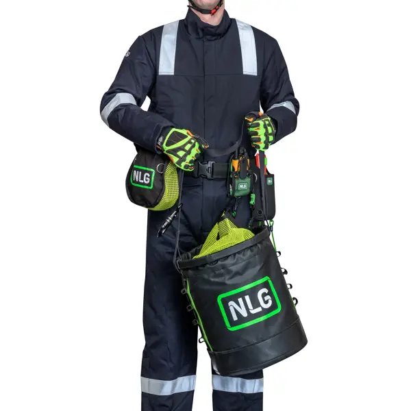 Arbeitsbeutel NLG mit 125 kg Tragfähigkeit – PVC, grün-schwarz, 400×320 mm