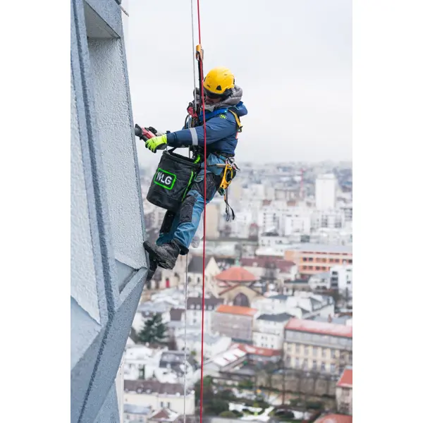 Arbeitsbeutel NLG mit 125 kg Tragfähigkeit – PVC, grün-schwarz, 400×320 mm