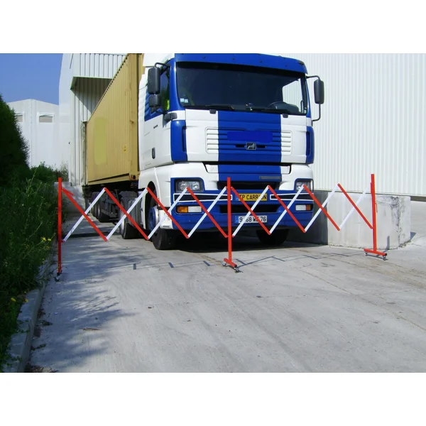 Ausziehbare Scherensperre Standard, max. Länge 4000 mm, rot-weiß