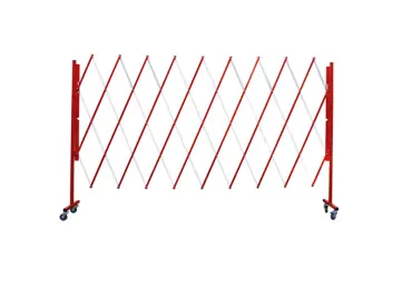 Ausziehbare Scherensperre Standard mit 4 Rollen, rot-weiß