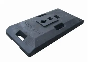 Bakenfuß, schwarz, recyceltes Gummi, 850×410×100 mm