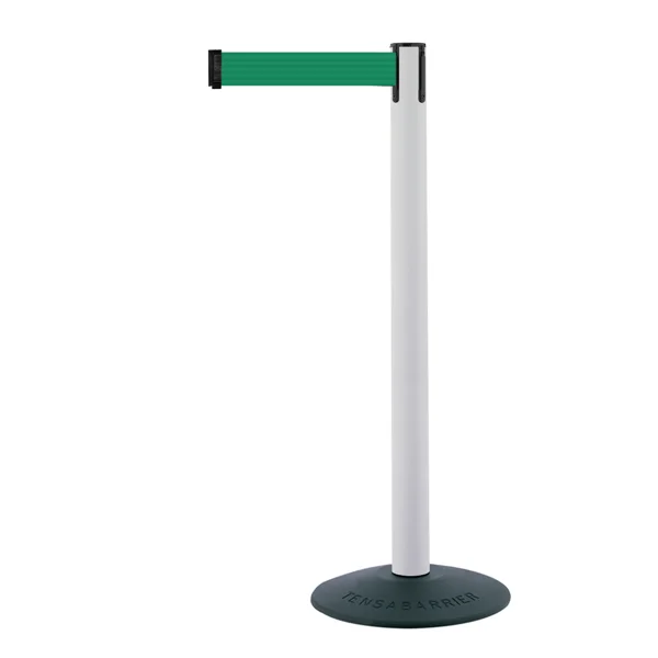 Beliebt Basic Mobiler Absperrpfosten, weiß – grünes Band 2,3 m