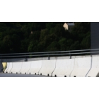 Betonschutzplanke 50 HS01CSB, schraffiert – linkes Endstück, gelb–schwarz, 2000×440×500 mm