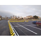 Betonschutzplanke 50 HS01CSB, schraffiert – linkes Endstück, gelb-schwarz, 2000×440×500mm