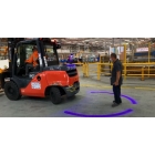 BlueDetect Begrenzungslicht für Gabelstapler mit Rückfahrsensoren – 2× Radarwarner, 1× LED-Leuchte 180°, 1× Metallhalterung, 3× Magnet