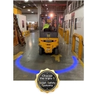 BlueDetect, Sicherheitsbegrenzungslicht für Gabelstapler mit Rückfahrsensoren – 1×Radarwarner 1×LED-Leuchte 180°, 1×Metallhalterung