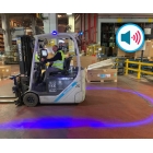 BlueDetect, Sicherheitsbegrenzungslicht für Gabelstapler mit Rückfahrsensoren – 1×Radarwarner 1×LED-Leuchte 180°, 1×Metallhalterung