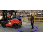 BlueDetect, Sicherheitsbegrenzungslicht für Gabelstapler mit Rückfahrsensoren – 1×Radarwarner 1×LED-Leuchte 180°, 1×Metallhalterung