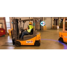 BlueDetect, Sicherheitsbegrenzungslicht für Gabelstapler mit Rückfahrsensoren – 2×Radarwarner, 1×LED-Leuchte 180°, 1×Metallhalterung