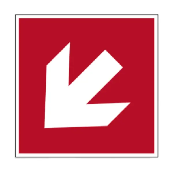 Brandschutzkennzeichnung, diagonaler Richtungsanzeiger – Nachleuchtende Folie, 100×100 mm