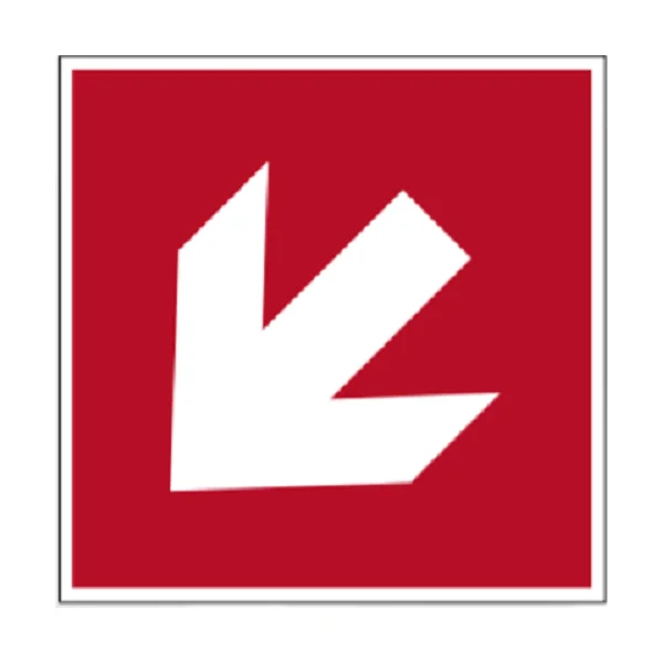 Brandschutzkennzeichnung, diagonaler Richtungsanzeiger – Nachleuchtender Aluminium-Kompositwerkstoff, 100×100 mm