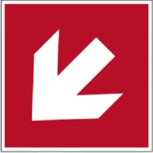 Brandschutzkennzeichnung, diagonaler Richtungsanzeiger – Nachleuchtender Aluminium-Kompositwerkstoff, 150×150 mm