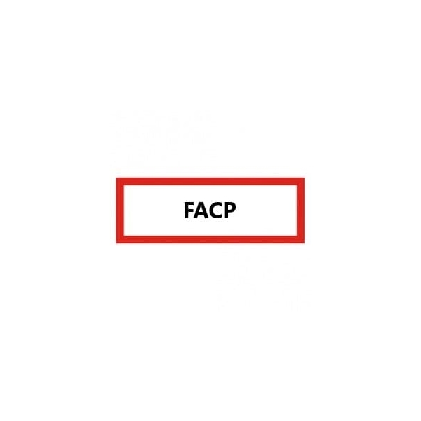 Brandschutzkennzeichnung, ''FACP'' – Aluminium-Kompositwerkstoff, 210×74 mm