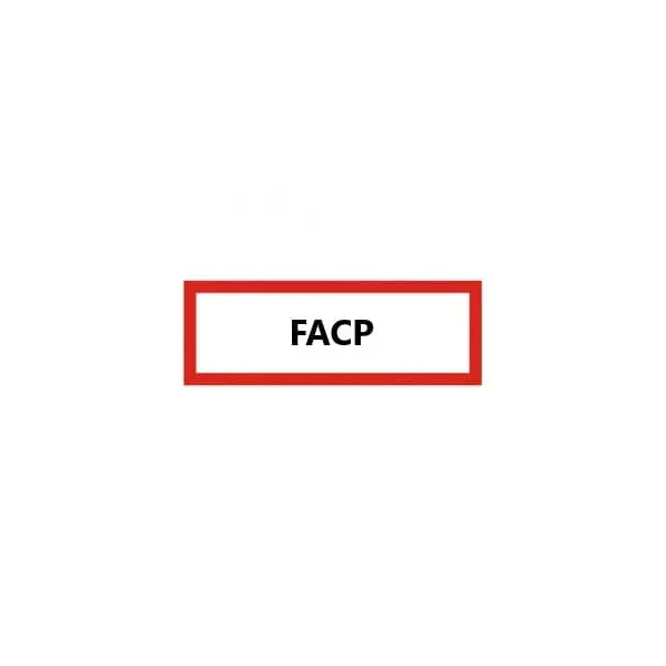 Brandschutzkennzeichnung, ''FACP'' – Aluminium-Kompositwerkstoff, 210×74 mm