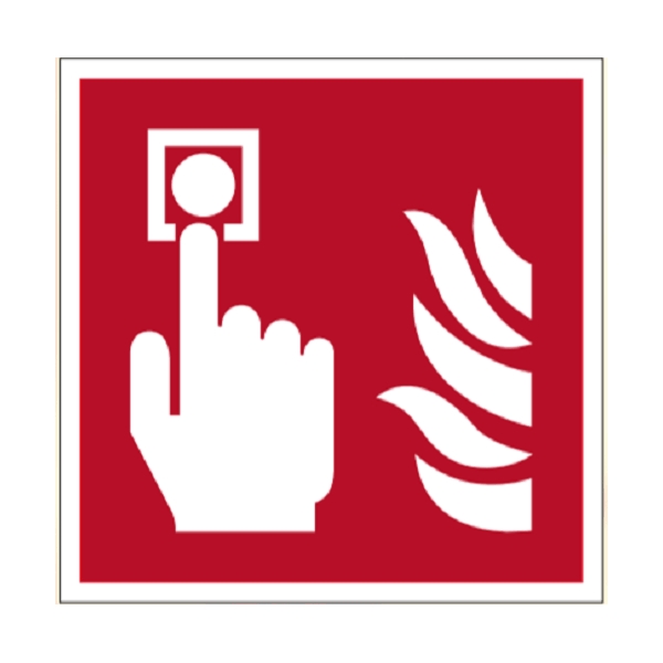 Brandschutzkennzeichnung, Feueralarm – Nachleuchtender Kunststoff, 100×100 mm