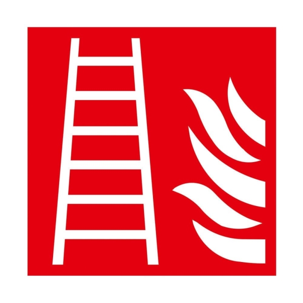 Brandschutzkennzeichnung, Feuerleiter – Nachleuchtender Aluminium-Kompositwerkstoff, 100×100 mm