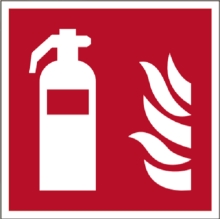 Brandschutzkennzeichnung, Feuerlöscher – Nachleuchtender Aluminium-Kompositwerkstoff, 150×150 mm