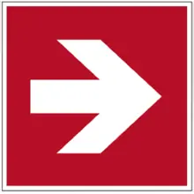 Brandschutzkennzeichnung, Richtungsanzeiger – Nachleuchtender Aluminium-Kompositwerkstoff, 100×100 mm