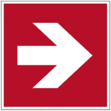 Brandschutzkennzeichnung, Richtungsanzeiger – Nachleuchtender Aluminium-Kompositwerkstoff, 150×150 mm