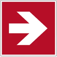 Brandschutzkennzeichnung, Richtungsanzeiger – Nachleuchtendes Winkelzeichen, 200×200 mm