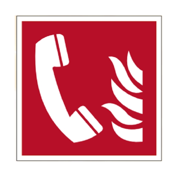 Brandschutzkennzeichnung, Telefon mit Feuermeldung – Aluminium-Kompositwerkstoff, 100×100 mm