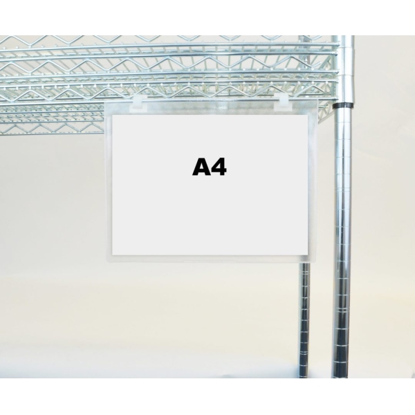 Dokumententaschen, mit Clip, transparent – 215×310 mm, A4 horizontal, 10er-Pack