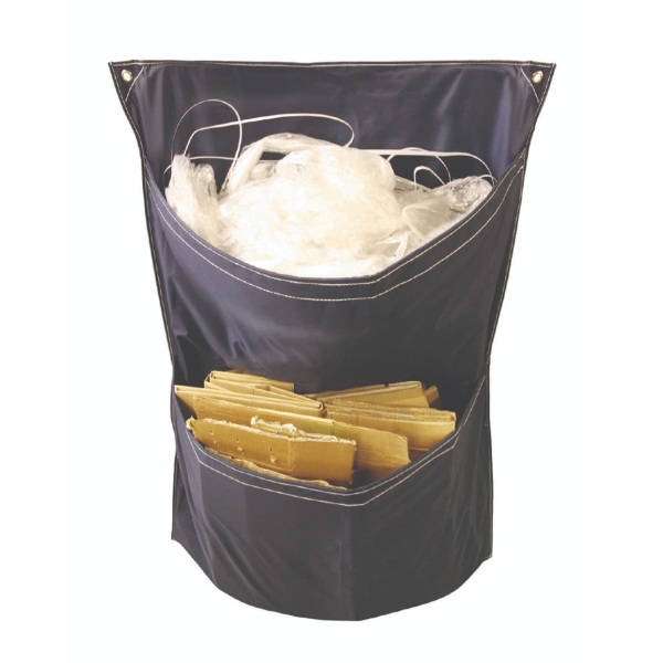Doppeltaschen-Abfallsortiersack, TrolleySack 73 l – blau, obere Tasche 600×600 mm, untere Tasche 500×600 mm