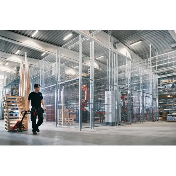 Draht- und Stahlgitter Modul Vario mit Länge 20m und mehr – Maschendraht 100×20mm, Draht D.2,5mm, Ständer 60×60×2350mm, verzinkt, H.2350mm