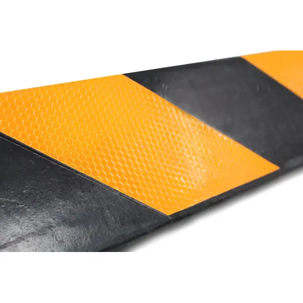 Eckenschutz, Gummi-Prallschutz Rubber 800 – schwarz, Reflexstreifen, 800×100×8 mm