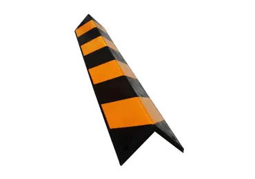 Eckenschutz, Gummi-Prallschutz Rubber 800 – schwarz, Reflexstreifen, 800×100×8 mm