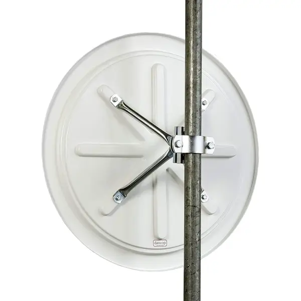 Eisfreier Verkehrsspiegel Premium – Edelstahl, rot–weißer Rahmen, D.60 cm