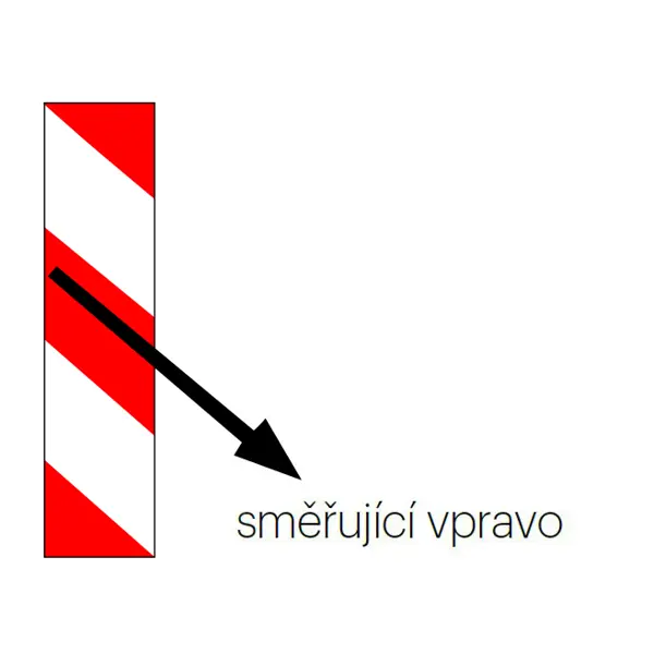 Fahrzeug-Warnmarkierung WT-5219 – 282 mm × 1 m, rot-weiß, Richtung rechts