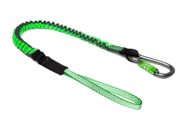 Flexibler Hebegurt NLG Lanyard mit einem Karabiner und 18 kg Tragfähigkeit – Nylon, grün-schwarz