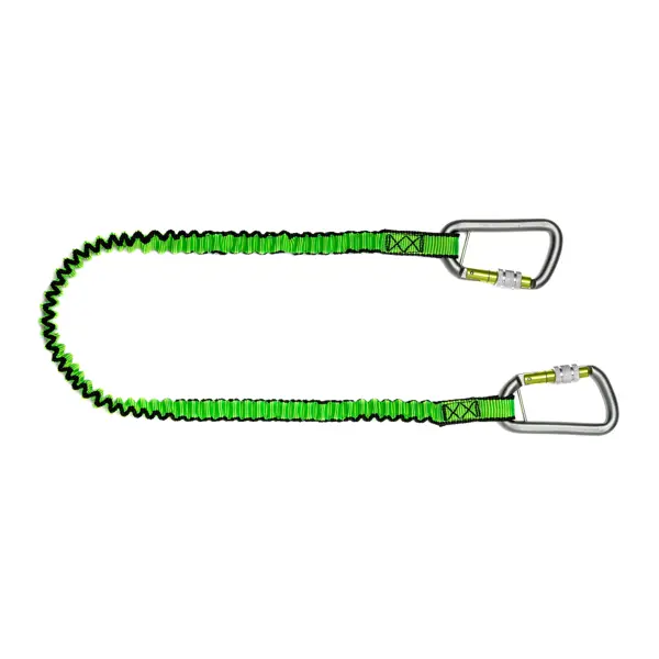 Flexibler Hebegurt NLG Lanyard mit zwei Karabinern – Nylon, grün-schwarz