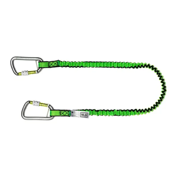 Flexibler Hebegurt NLG Lanyard mit zwei Karabinern – Nylon, grün-schwarz