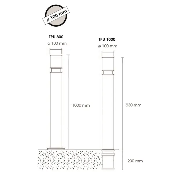 Flexibler Pfosten, H.800 mm, D.100 mm – schwarz