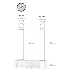 Flexibler Pfosten zum Einbetonieren, H.1130 (930) mm, D.100 mm, runder Pfosten-Kopf – schwarz