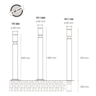 Flexibler Pfosten zum Einbetonieren, H.1130 (930) mm, D.80 mm – grau