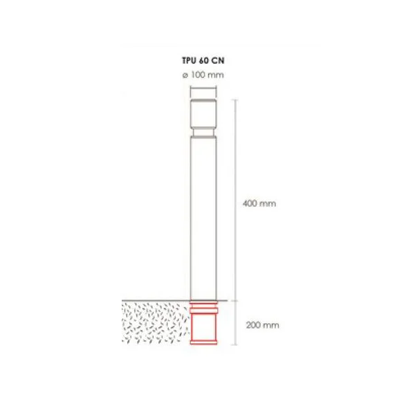 Flexibler Pfosten zum Einbetonieren, H.600 (400) mm, D.100 mm – schwarz